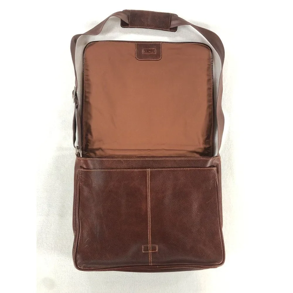 Leather Messenger Bag Executive Classico Shoulder Strap Brown Multi‎ Pocket
